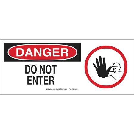 Brady Danger Sign, Fiberglass, 17" W, 7" H, Do Not Enter, White 69109